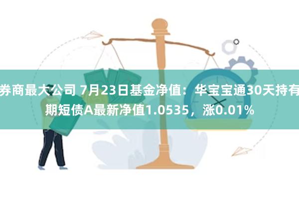 券商最大公司 7月23日基金净值：华宝宝通30天持有期短债A最新净值1.0535，涨0.01%