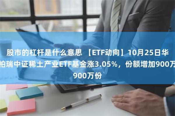 股市的杠杆是什么意思 【ETF动向】10月25日华泰柏瑞中证稀土产业ETF基金涨3.05%，份额增加900万份